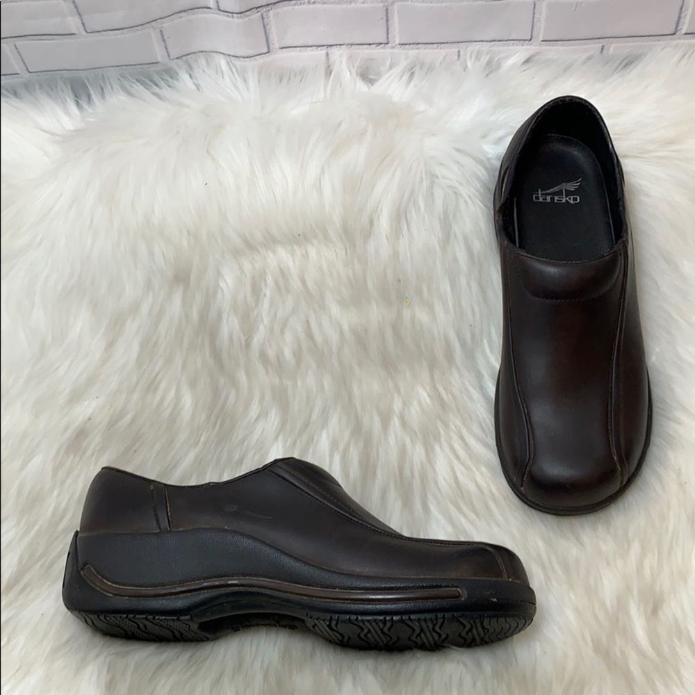 Dansko Brown Leather Slip On Clogs Sz 40/10‎